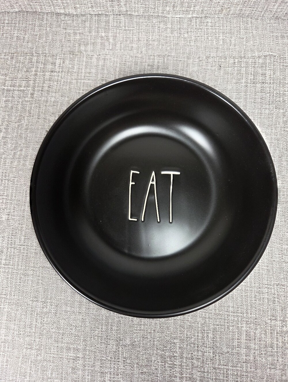 NEW RARE Rae Dunn Black Ceramic EAT Dinner Bowl 8"